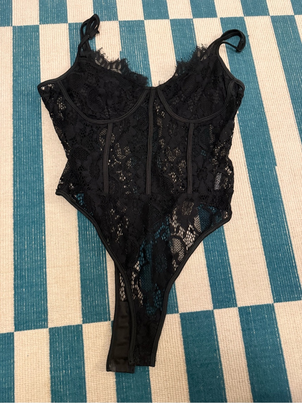 Missguided + Black Lace Bodysuit Teddy